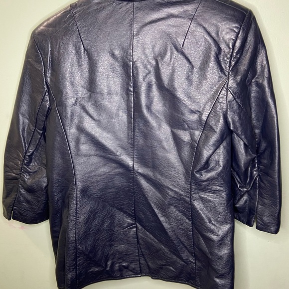 Navy blue leather Jacket - Picture 5 of 6